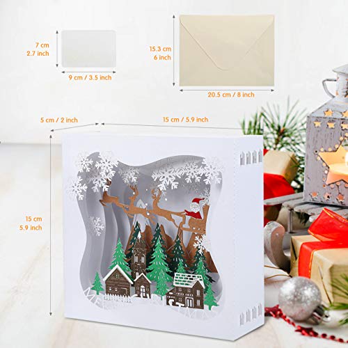 Kesoto Merry Christmas Pop Up Card 3D Holiday Greeting Card with Envelope