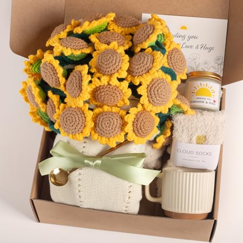 Sunflower Bloom Cozy Blanket Gift Set for Women - Encouragement & Self Care