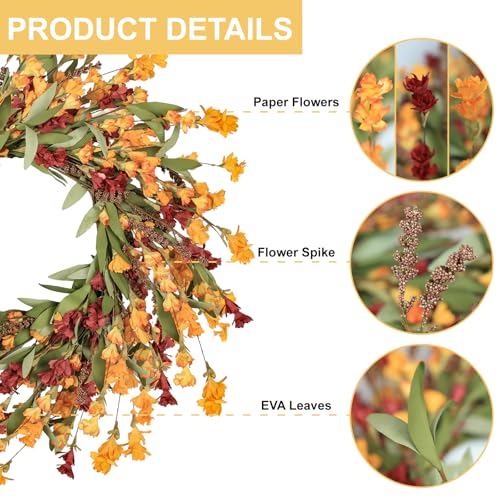 Artgar Fall Wreath 24 Inch - Red, Orange, Yellow Front Door Decor