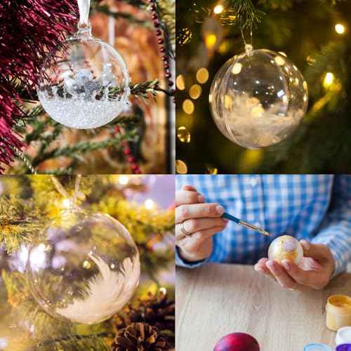 UXCELL 10 Pcs Clear Fillable Balls Ornament, 1 Inch Hanging Plastic Transparent Decor Balls for DIY Craft, Party, Wedding