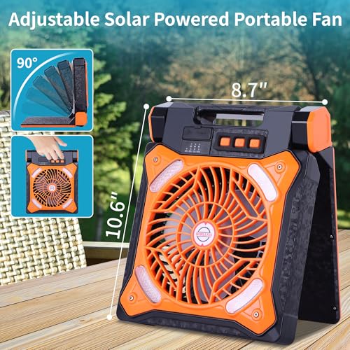WESTTREE Solar Camping Fan with LED Lantern & Power Bank - Orange