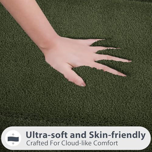 DOMUSTEX Sage Green Bathroom Rug 24x60 Inches, Non-Slip Absorbent Bath & Hallway Runner