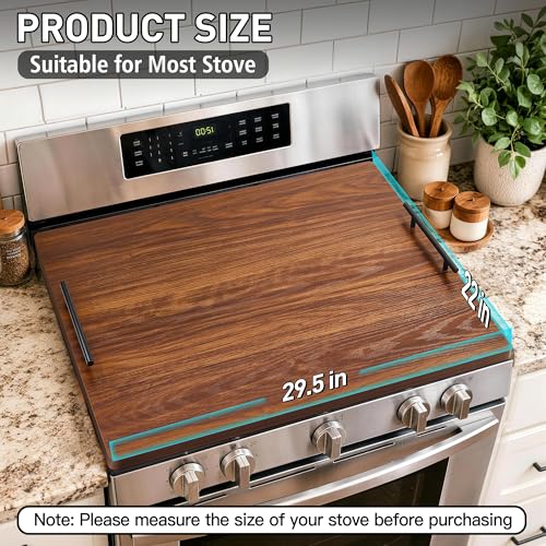 FUSOUBOTY Walnut Noodle Board Stove Cover with Handles - Kitchen Countertop Protector