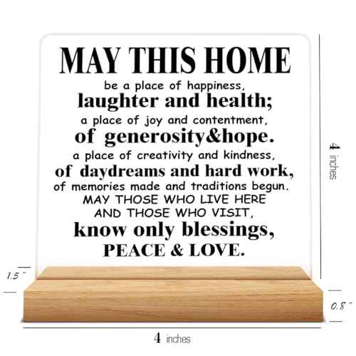 Housewarming Gifts for Women and Men - May This Home Acrylic Desk Sign Decor - Religious House Warming Gift