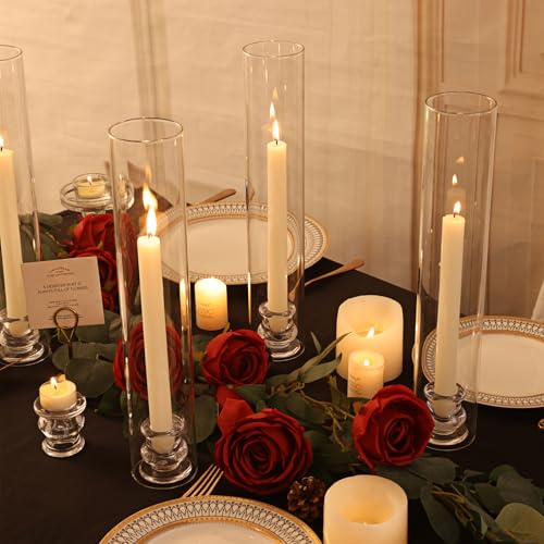 Volens 14-Inch Hurricane Glass Candle Holders Set of 6 with 2.5-Inch Diameter, Windproof & Elegant Home Decor