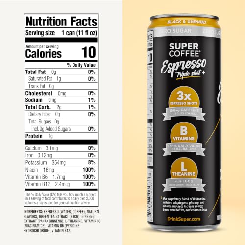 Triple Shot Black Cold Brew Coffee - 11oz Can Pack of 12 - No Sugar