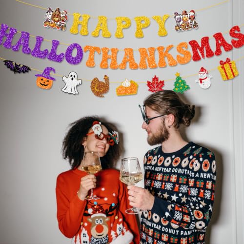 Holiday Banner Set for Christmas Halloween Thanksgiving Party Decorations
