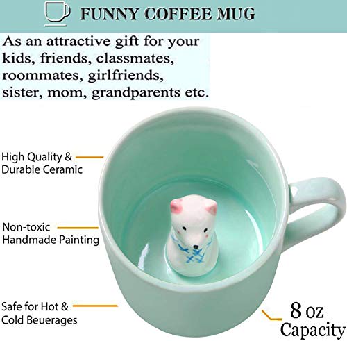 Celadon Polar Bear 8 oz 3D Ceramic Mug - Cute Animal Inside Cup Gift for Kids
