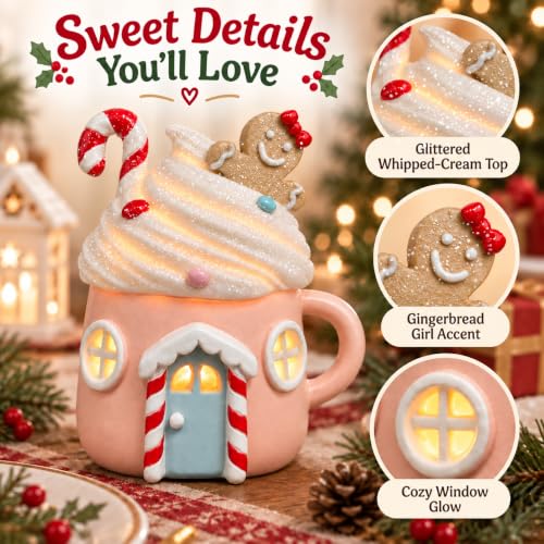 Lighted Gingerbread Cake House – Resin Christmas Tabletop Decor