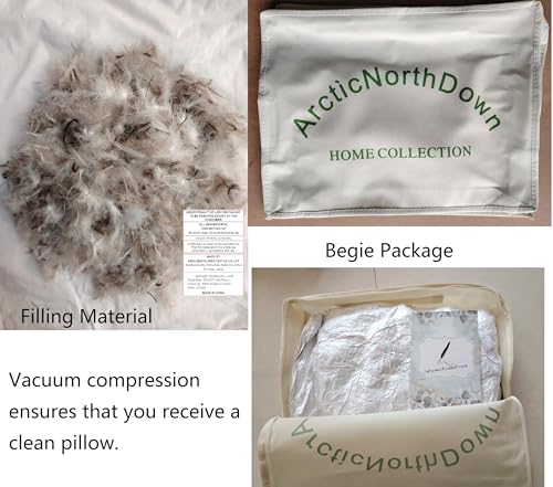 ArcticNorthDown King Size Goose Down Feather Hotel Pillow - Pack of 1, Supportive for Side, Back & Stomach Sleepers, Stripe White