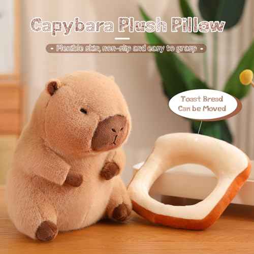 12 Inch Cute Capybara Plush Kawaii Soft Capybara Plush Doll Pillow with Bread Capybara Stuffed Aniamls Toys for Girls Kids Adults Birthdays Valentines Gift (Capybara Plush for Kids)