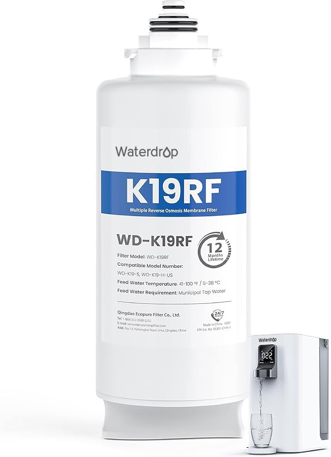 Waterdrop K19RF Replacement Filter for K19-S and K19-H RO Systems, 12-Month Lifespan