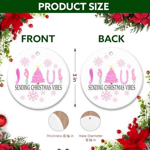 2025 Christmas Ornament - Sending Christmas Vibes Ceramic Ornament, Funny Christmas Ornaments, Naughty Ornaments for Adults, Hilarious for Adults