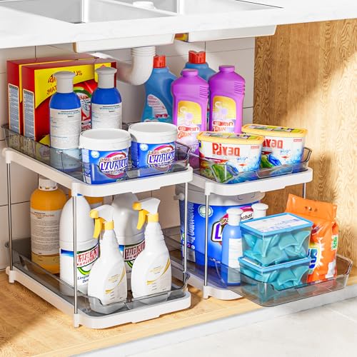Grey 2-Pack Multi-Purpose Under Sink & Pantry Organizer with Pull-Out Drawers
