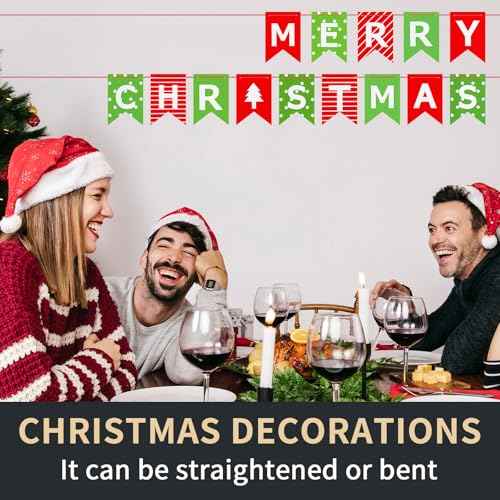 AHEONLAR Merry Christmas Banner, Red Green Xmas Decorations Paper Banner Sign With String for Fireplace/Wall/Window, Christmas Home Office Decor Banners, Christmas Party Banner for Holiday Decoration
