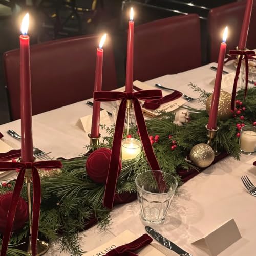Fangoo 36Pcs Burgundy Red Velvet Ribbon Bows for Christmas Tree