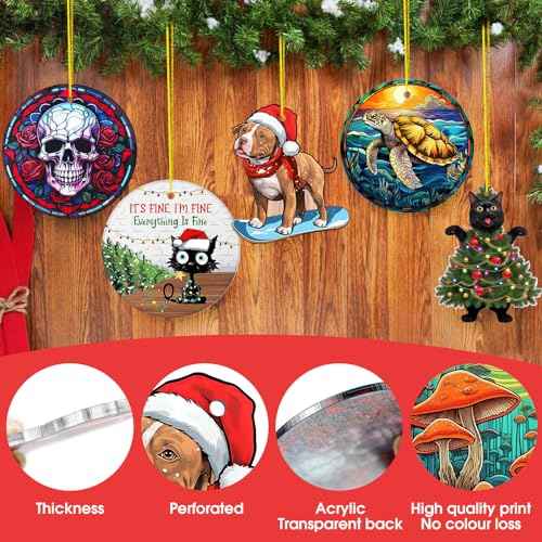 Christmas Ornaments 2025, Black Cat Christmas Decorations, Cute Screaming Cat Tree Hanging Ornaments, Acrylic 2 Side Printed Christma Decor, Personalized Christma Stockings for Cats Lovers