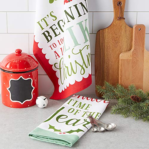 DII Holiday Kitchen Towel Set 18x28 Inches, Christmas Sayings, Pack of 2