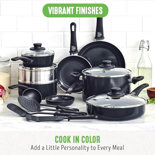 GreenLife 16-Piece Ceramic Nonstick Cookware Set with Soft Grip Handles - Black, Variation of THIS listing
