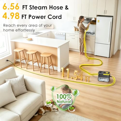HUITINE Portable Handheld Steam Cleaner 1.9Qt Black & Yellow for Home Cleaning