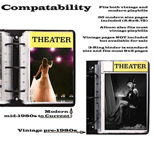 Black/Gold Foil Binder for Theater & Play Program Storage - 30 Sheet Protectors