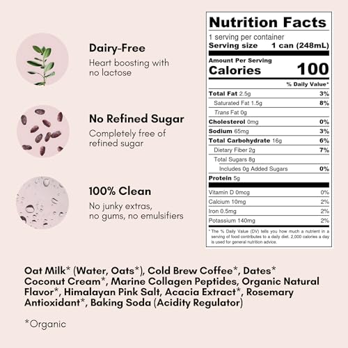 Pop & Bottle Oat Milk Lattes, Vanilla, 8 Fl Oz, 12 Pack