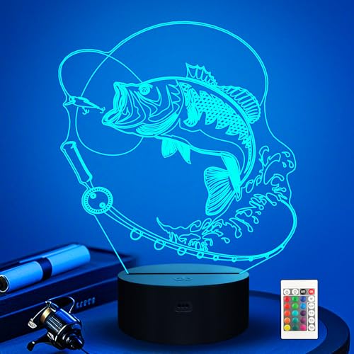 Ammonite Fishing Night Light, 3D LED Lamp with Remote, 16 Color Changing & Timer, Room Decor Light, Vibrant Ambient Lighting, Birthday Xmas Gift for Kids Adults