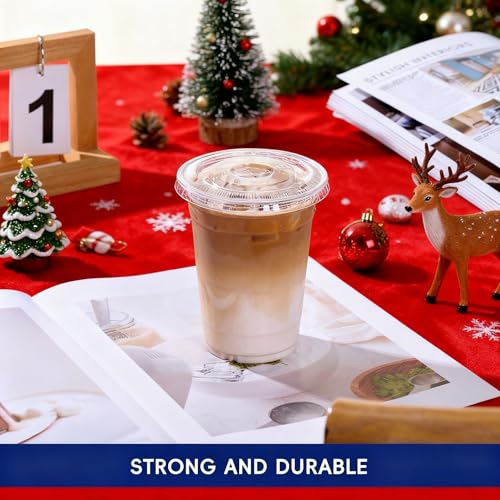 16oz Plastic Cups with Lids - Clear 500 Pack, Disposable PET Drinkware