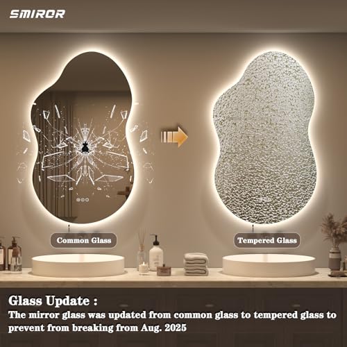 SMIROR 20x32 Backlit Cloud-Shaped LED Bathroom Vanity Mirror - Dimmable & Anti-Fog, 32"L x 20"W