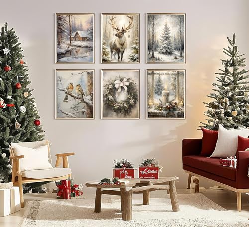 6Pcs Winter Snow Scene Canvas Wall Art Set 12x16in Unframed – Brand Bexzeak