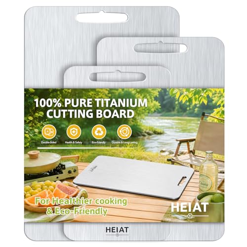 Titanium Cutting Board Set of 3 - Double-Sided Kitchen Boards, Silver Variation
