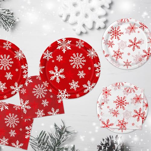 Christmas Plates and Napkins Serve 50 Snowflake Sets Includes Dinner