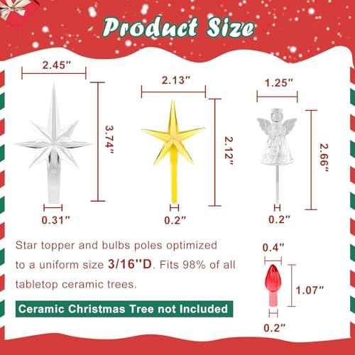 Ceramic Christmas Tree Replacement Light Bulbs Set, 120Pcs in 10 Colors Ceramic Tree Replacement Bulbs and 1 Angel/Five Pointed Star/Seven Pointed Star Top Trim
