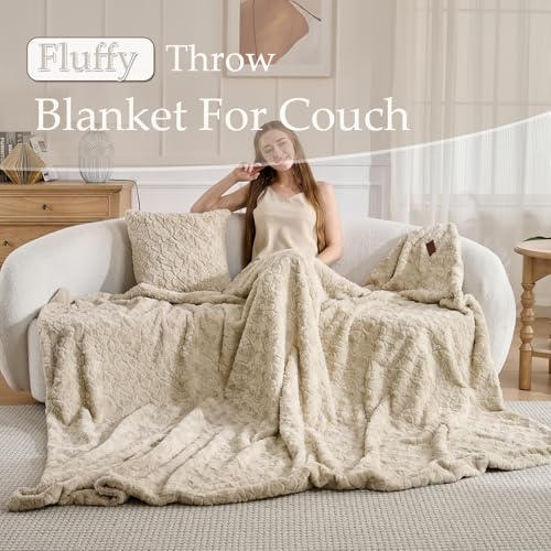 Faux Fur Rabbit Throw Blanket,Super Soft Plush Thick Warm