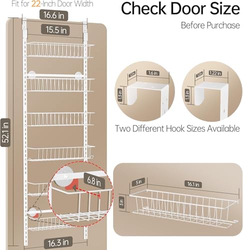 White 6-Tier Over-the-Door Pantry Organizer - Adjustable Metal Spice Rack