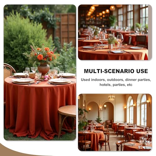 Fitable 6 Pack Rust Round Tablecloths - 108 Inches in Diameter - Stain Resistant and Washable Fall Table Clothes, Polyester Fabric Table Covers for Wedding, Party, Banquet, Formal Events