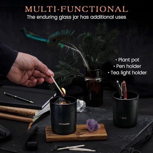 Manifest Black Orchid & Pine Moss Scented Crystal Candle with Smoky & Clear Quartz - Deep Eden