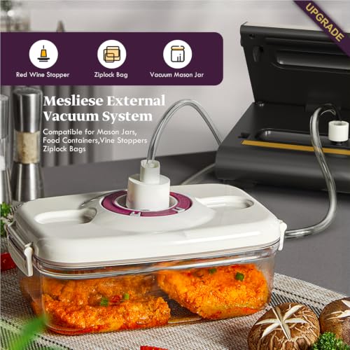 Vacuum Sealer Machine with 90kPa Suction & Accessories - Silver Gray