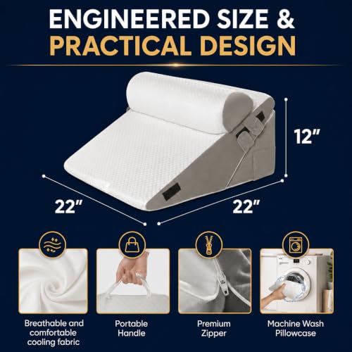 Adjustable 10-in-1 Wedge Pillow Set for Sleep Apnea Acid Reflux Back Support