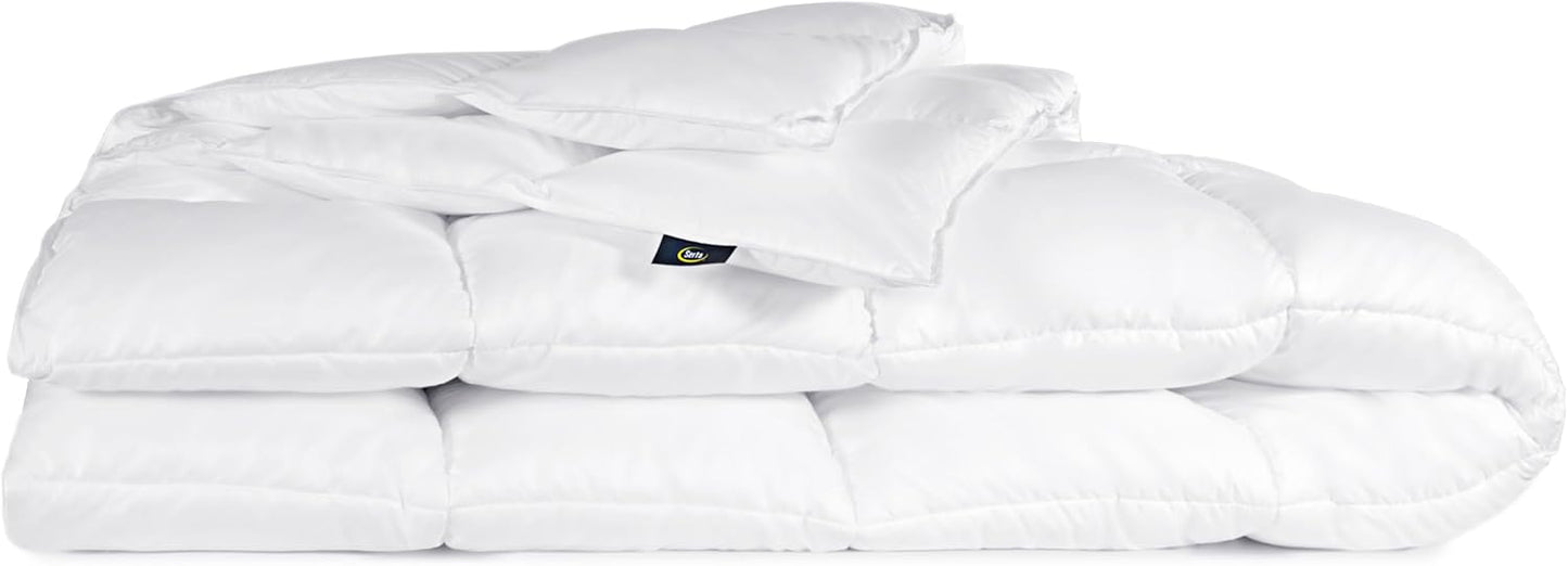 SERTA Down Illusion Comforter - Hypoallergenic Down Alternative | Full/Queen Size, White