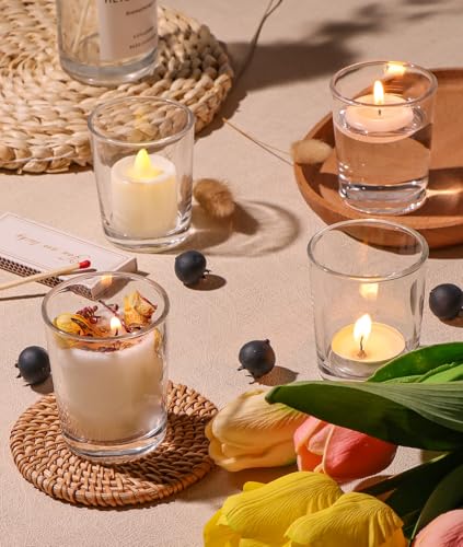 Letine 36-Pack Clear Glass Votive Candle Holders - Tea Light & Flameless Candle Holders Set
