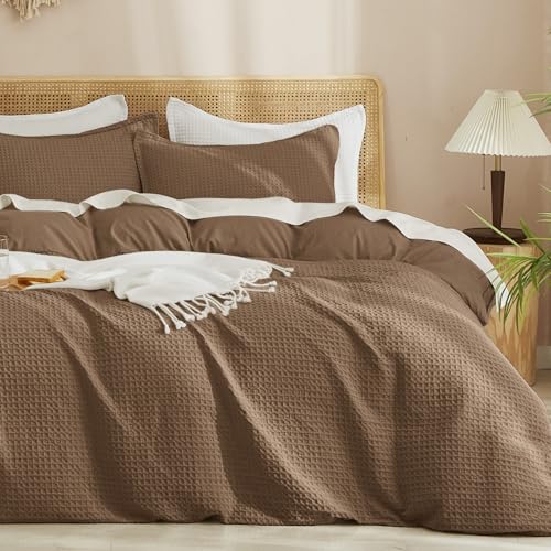 King Waffle Duvet Cover Set - Ultra Soft Breathable Microfiber Mocha Variation of THIS listing