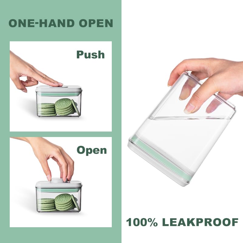 1200 ML Stackable Airtight Food Storage Containers Set - 3 Pieces with One-Button Pop Lid