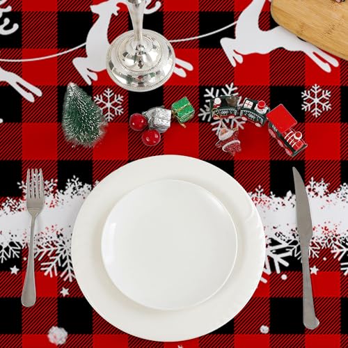 Cusugbaso Red Christmas Tablecloth 60x104 Inches - Holiday Decor for Dining & Outdoor