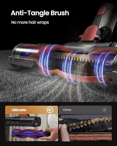 Cordless Stick Vacuum Cleaner 650W 55Kpa with 70-Min Runtime, Self-Standing, Anti-Tangle