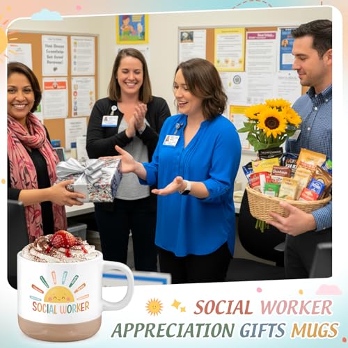 Yungyan 12 Pcs Social Worker Gift Mugs 13 oz - Appreciation Ceramic Gift Set (Variation: 12 / Social Worker)