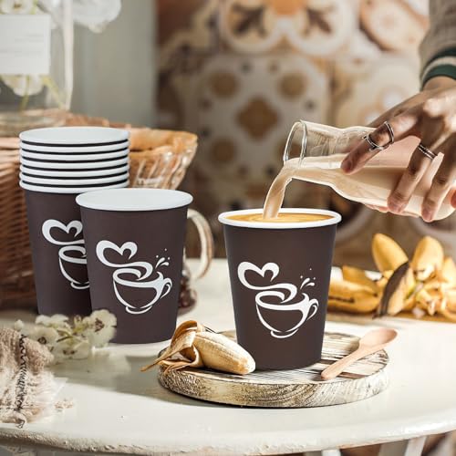 Clawsoff 300 Pack 12 oz Disposable Brown Coffee Cups Leak-Proof Hot Beverage Cups