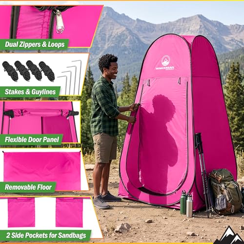 Pink Pop Up Privacy Shower Tent with Carry Bag - Camping, Beach, Tailgate