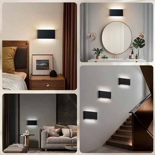 Black 4 Pack Modern 15W LED Wall Sconces with Up Down Lights, 11.02in