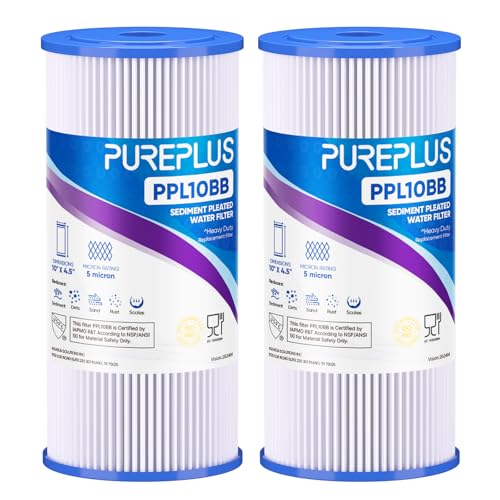 PurePlus 5 Micron 10x4.5 Inch Whole House Sediment Water Filter - 2 Pack, Variation of THIS listing